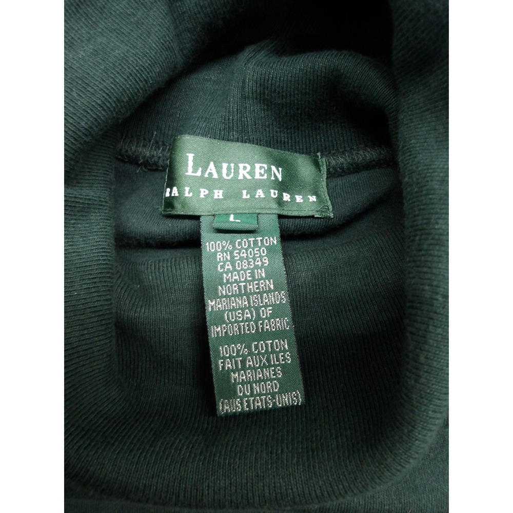 RALPH LAUREN‎ Womens Dark Green Turtleneck Sweater Top Crest Logo Sz L / #26191 - Picture 5 of 5